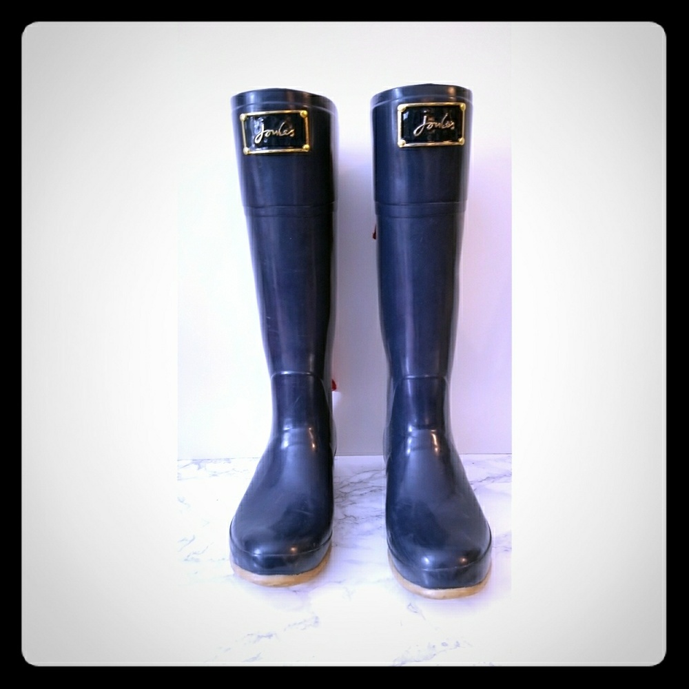 Joules Evedon navy rubber rain boot wellies 10
